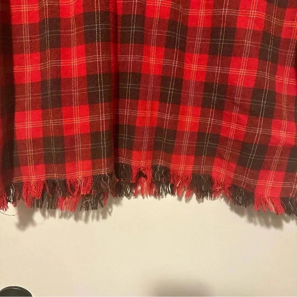 Umgee Women's Flannel Plaid Print Long Sleeve Dress Tunic red black size S - Picture 3 of 9